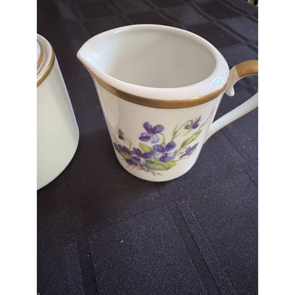 Hackefors Swedish Porcelain Creamer and Surgar Bowl violets Dainty - Picture 3 of 6